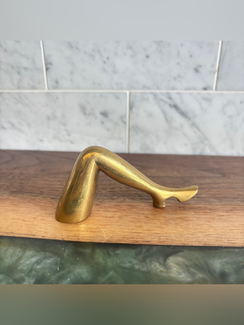 Vintage Solid Brass Leg Bottle Opener
